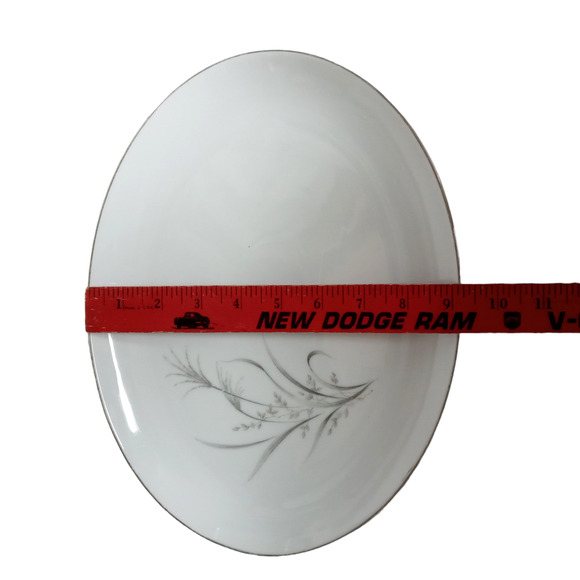 Vintage Oval Serving Platter Tray Castlecourt Wheat Spray Pattern Silver Rim 12" - Picture 7 of 9